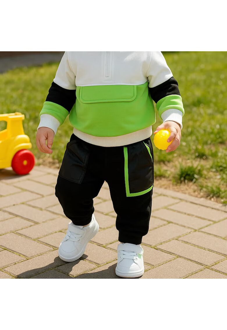 Panco Pantaloni sport cu buzunare Verde Fosforescent - Natural Power - Negru - pentru baietei - Negru