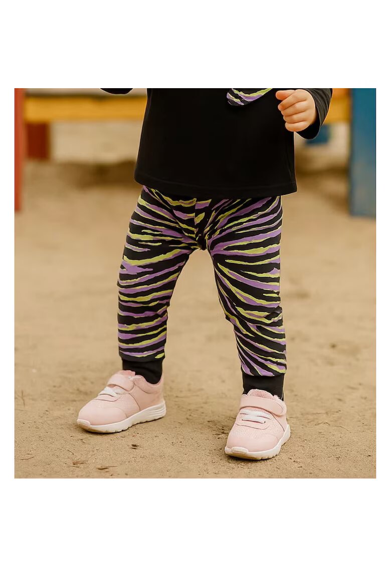 Panco Pantaloni sport - Zebra - Negru si Mov - pentru fetite - Negru