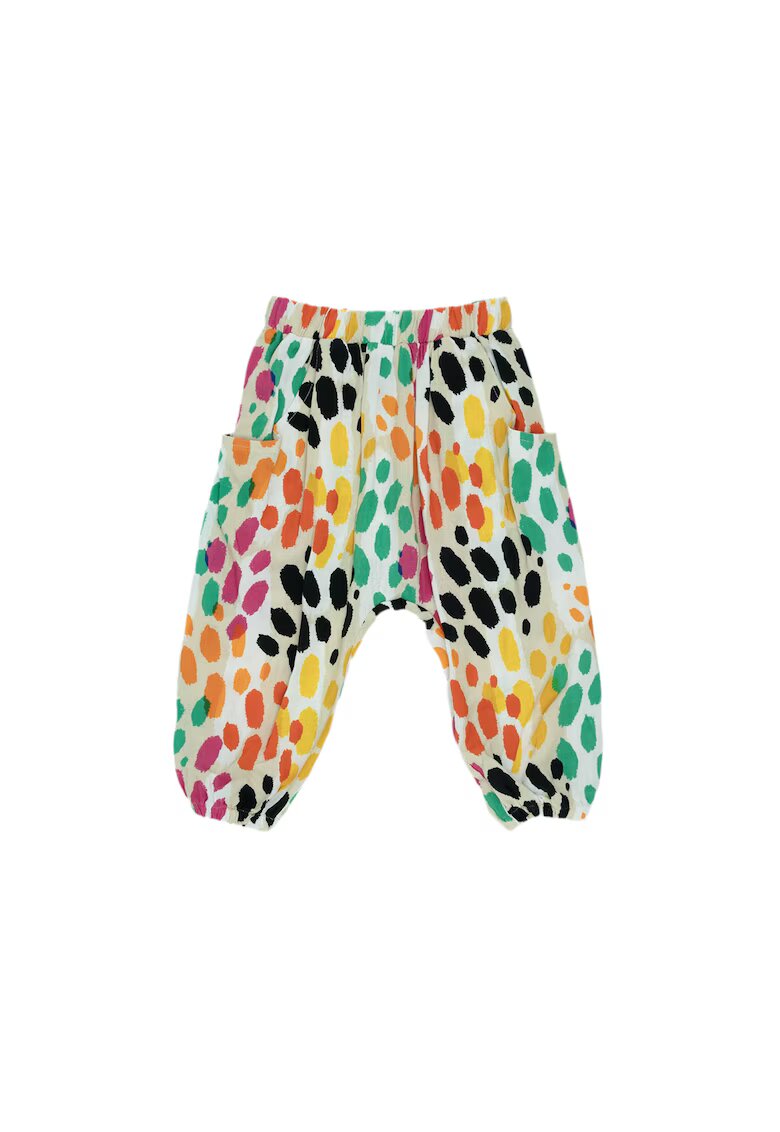 Panco Pantaloni subtiri cu buline multicolore - Hope - Bej - pentru fetite - Bej
