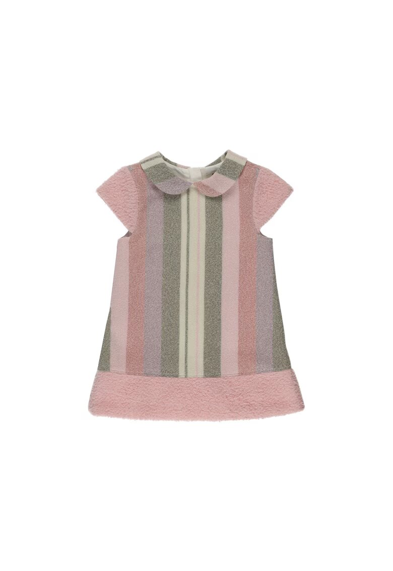 Panco Rochie cu guler - Cotton Candy - Roz cu dungi - pentru fetite - Roz