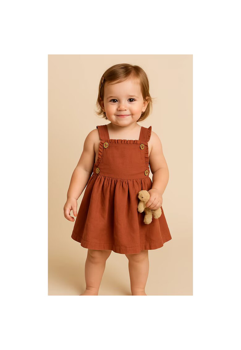 Panco Rochie sarafan babydoll - Retro Journey - Caramiziu - pentru fetite - Caramiziu