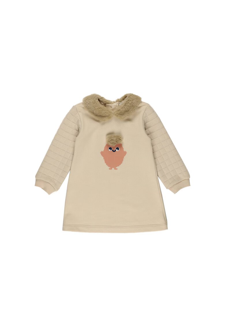 Panco Rochie tricotata cu guler de plus - - Dream Blossom - Beige - pentru fetite - Bej