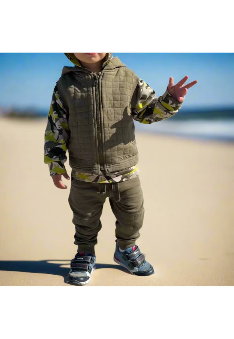 Panco Set 3 piese sport: vesta - bluza si pantaloni - Dino Jungle - Kaki - pentru baietei - Kaki