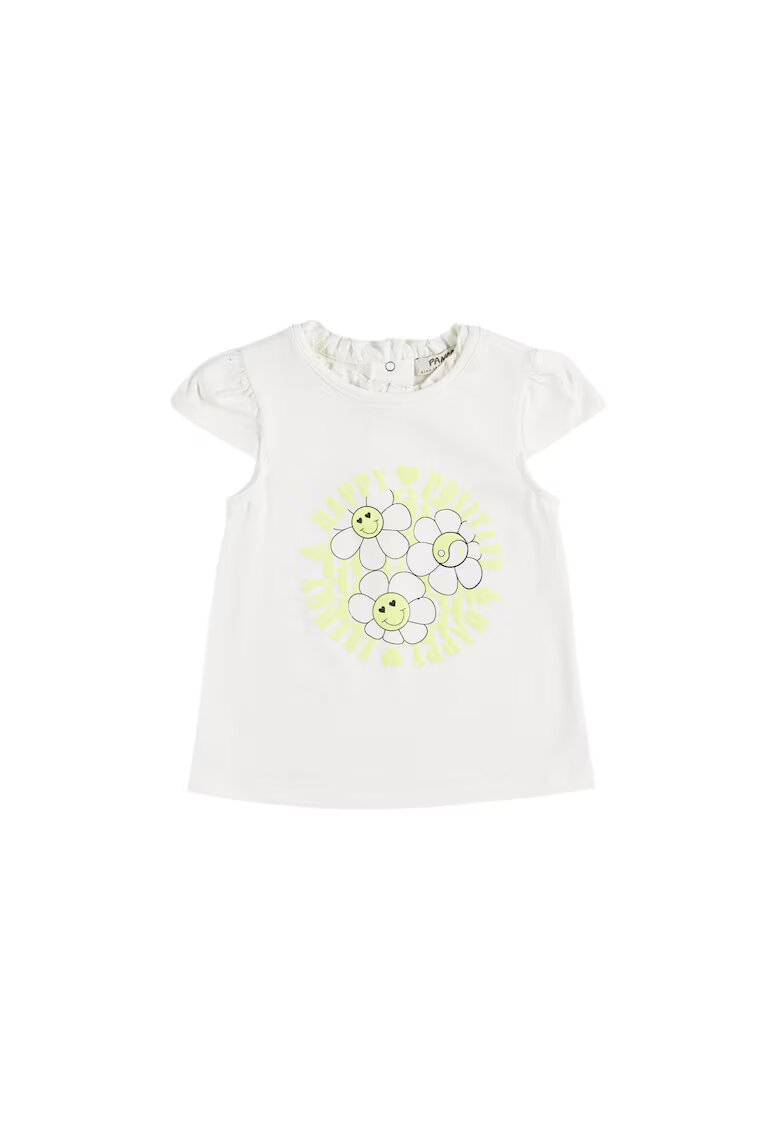 Panco Tricou cu imprimeu floricele - Elena - Ecru - pentru fetite - Ecru