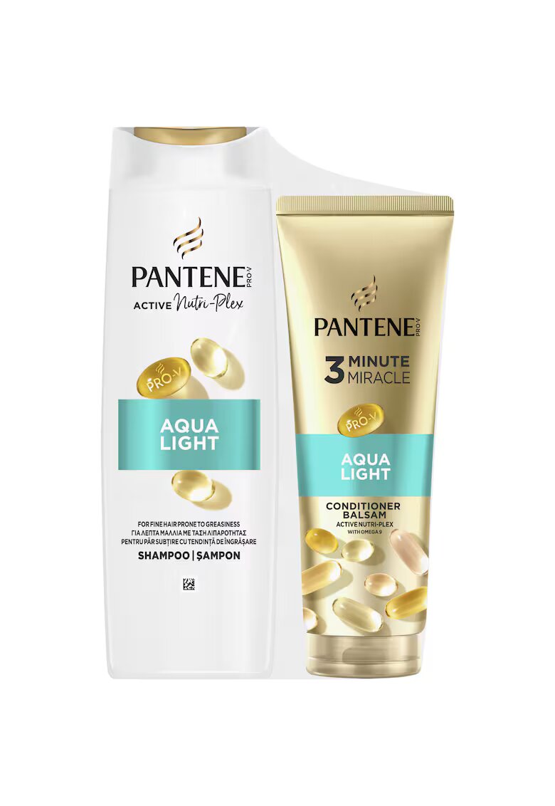 Pantene Pachet: Sampon + Balsam de par - Fara siliconi/Par fin