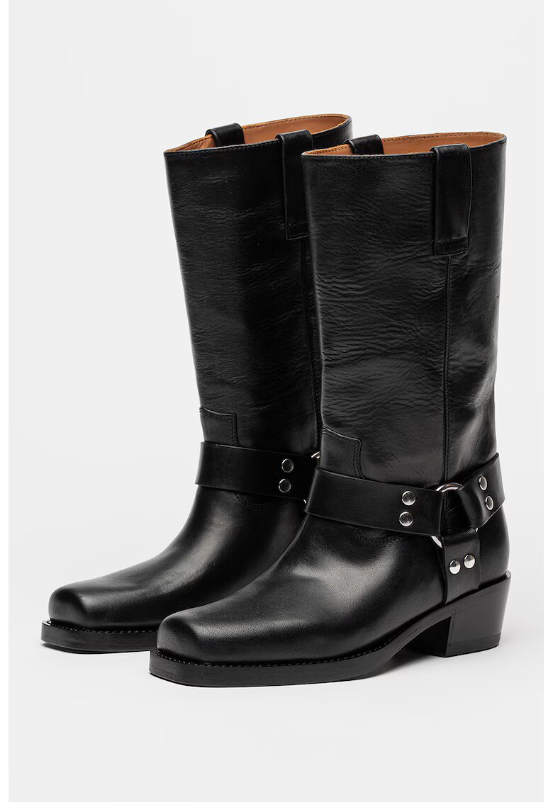 PARIS TEXAS Cizme biker de piele Roxy - Negru