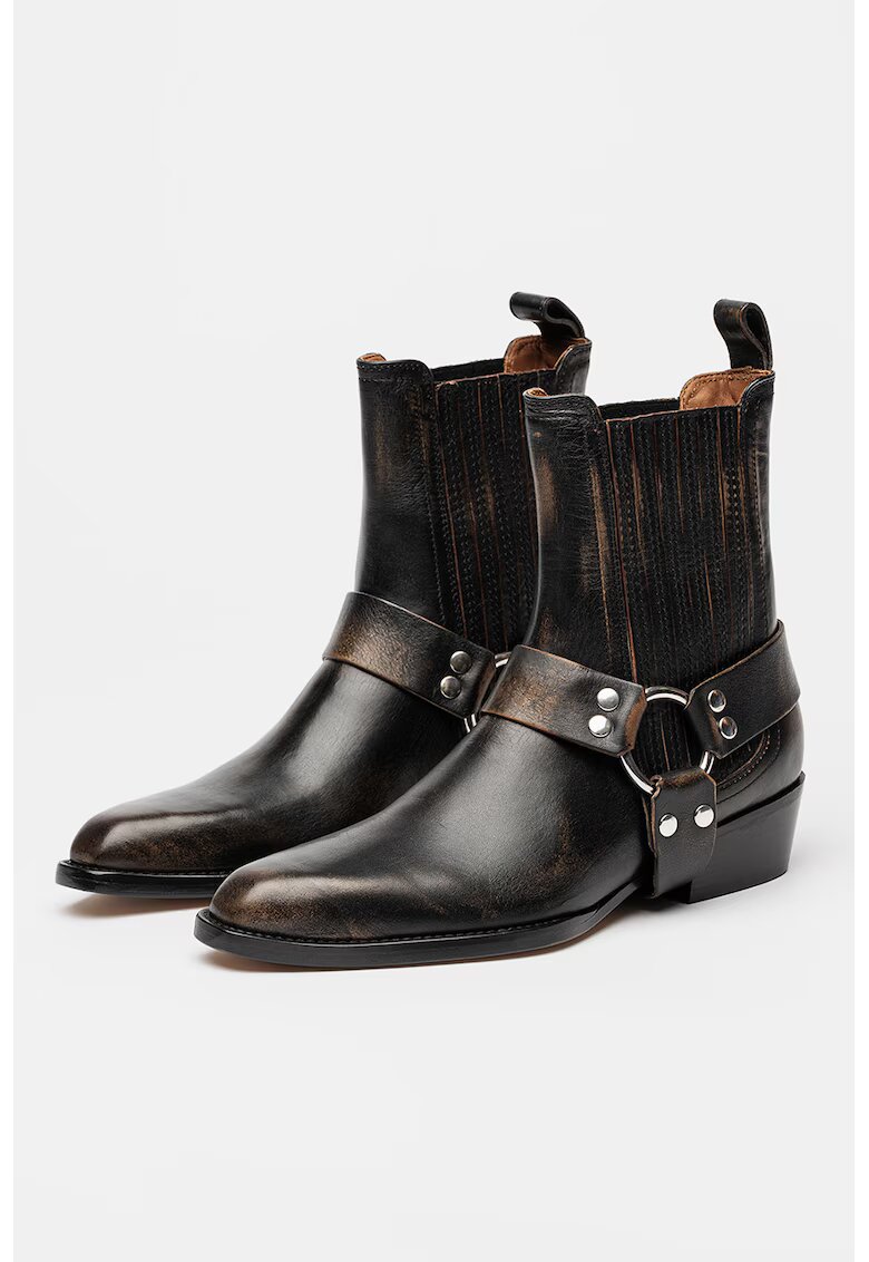 PARIS TEXAS Ghete western de piele Helena - Negru