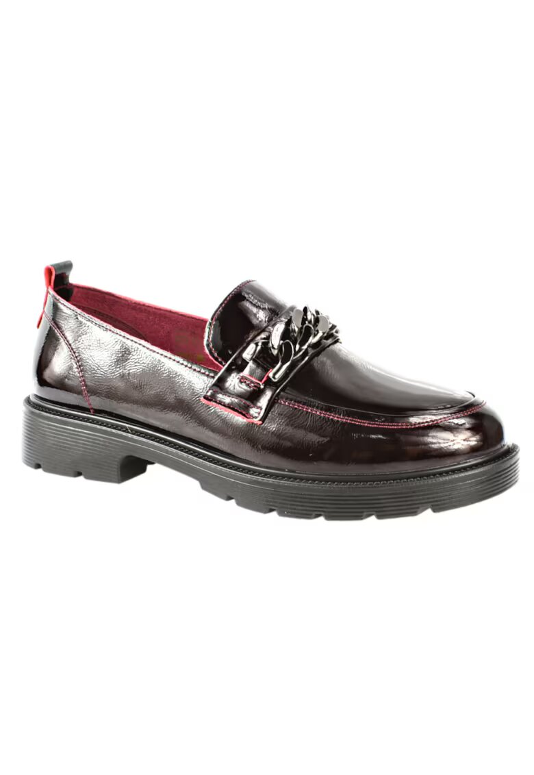 PASS Collection Pantofi casual - dama - X400008B bordo - piele lacuita - Visiniu