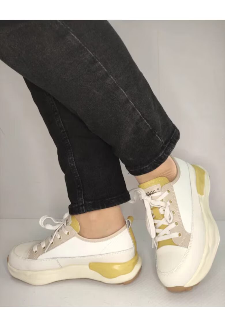 Pass Pantofi Casual Dama 60006A J7-N Crem Cu Galben - Crem - Crem