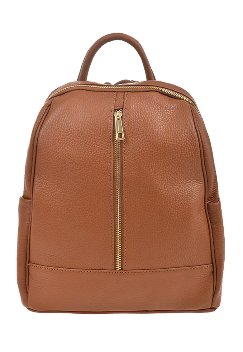 Patrizia Lucchini Rucsac de piele cu buzunare exterioare - Caramel