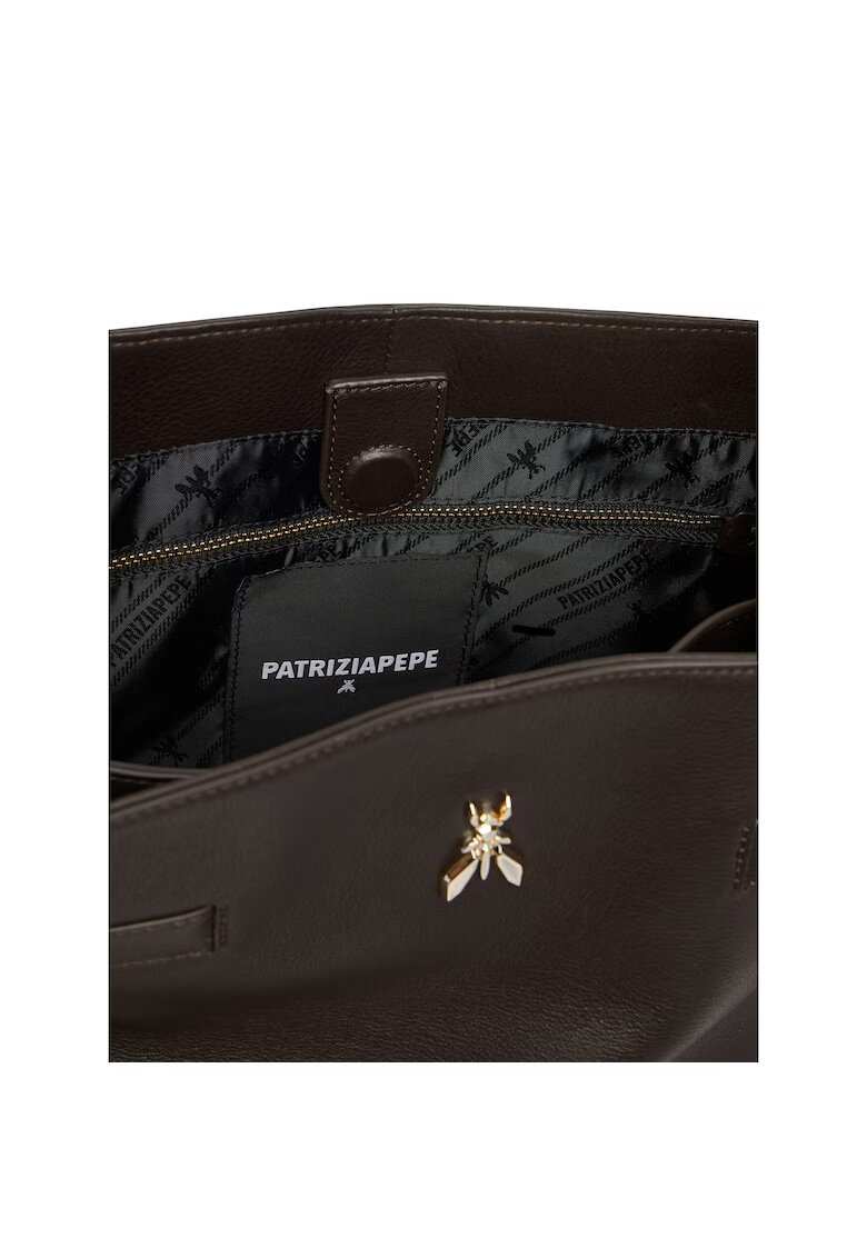 Patrizia Pepe Geanta dama model Deep Chocolate - din piele naturala - culoare ciocolata - dimensiuni nedefinite.