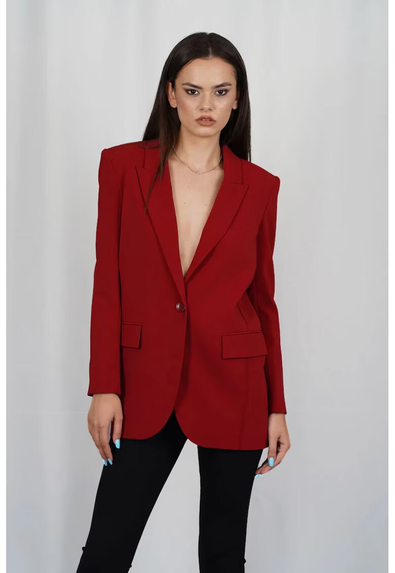 Patrizia Pepe Sacou regular fit cu buzunare frontale - Rosu