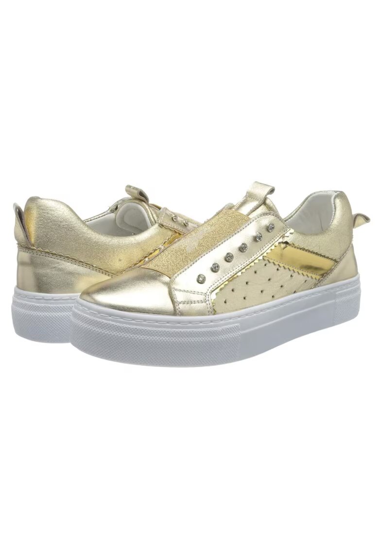 Patrizia Pepe Sneakers cu aspect metalic si pietre Argento Lamianto -