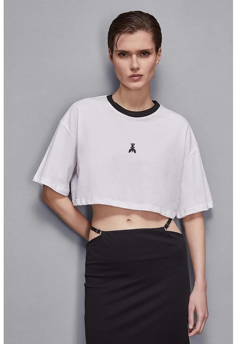 Patrizia Pepe Tricou crop oversized PP - Alb