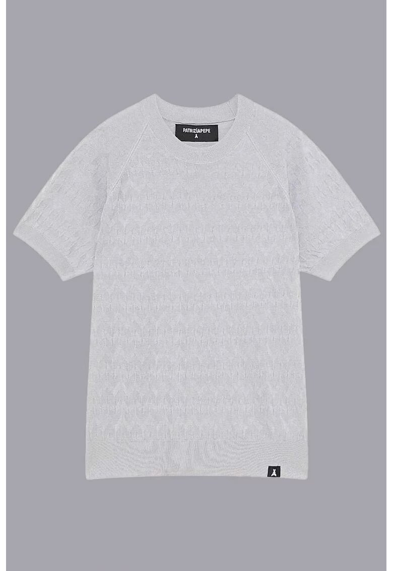 Patrizia Pepe Tricou regular fit cu guler rotund si material texturat - Gri