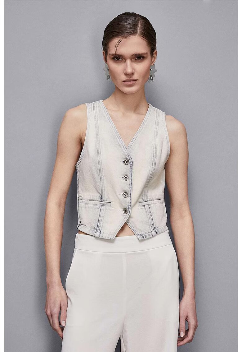 Patrizia Pepe Vesta din denim cu croiala slim - Albastru