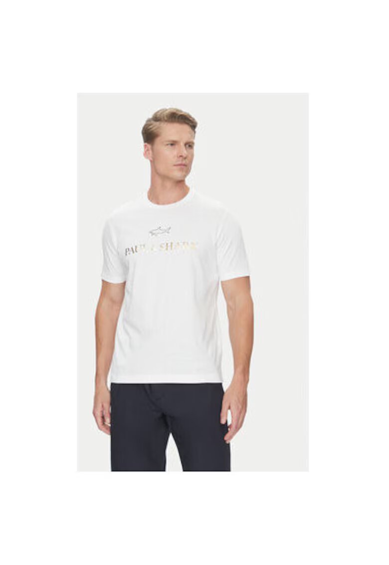 Paul Shark Tricou barbati C0P1239 - Bumbac - Alb - Alb