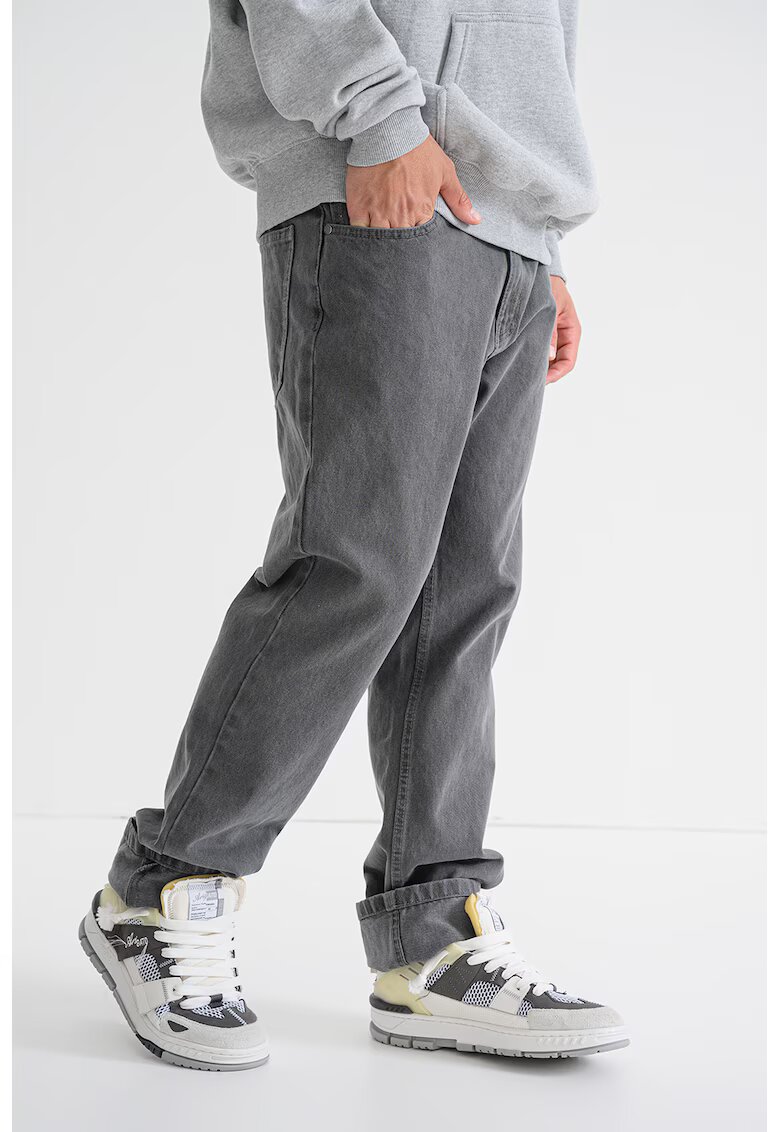 Pegador Blugi relaxed-fit din bumbac cu talie medie - Gri deschis