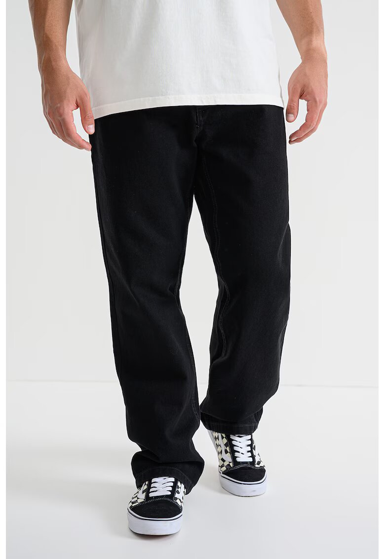 Pegador Blugi relaxed-fit din bumbac cu talie medie - Negru