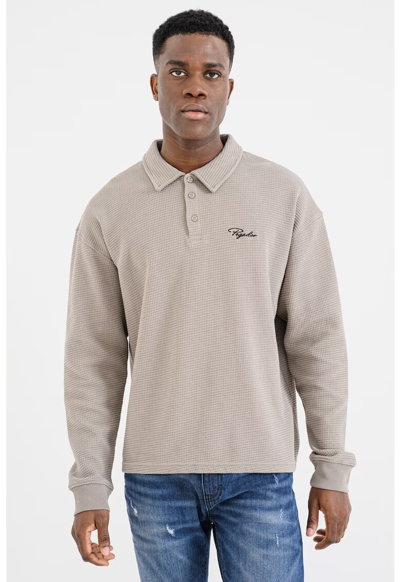 Pegador Bluza din amestec de bumbac cu guler polo - Gri melange