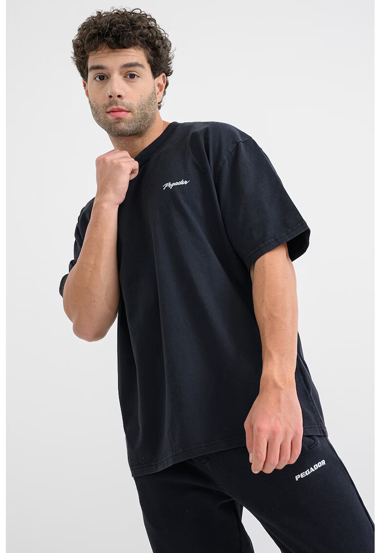 Pegador Tricou din bumbac cu imprimeu logo pe partea din spate - Gri deschis/Albastru inchis/Negru stins