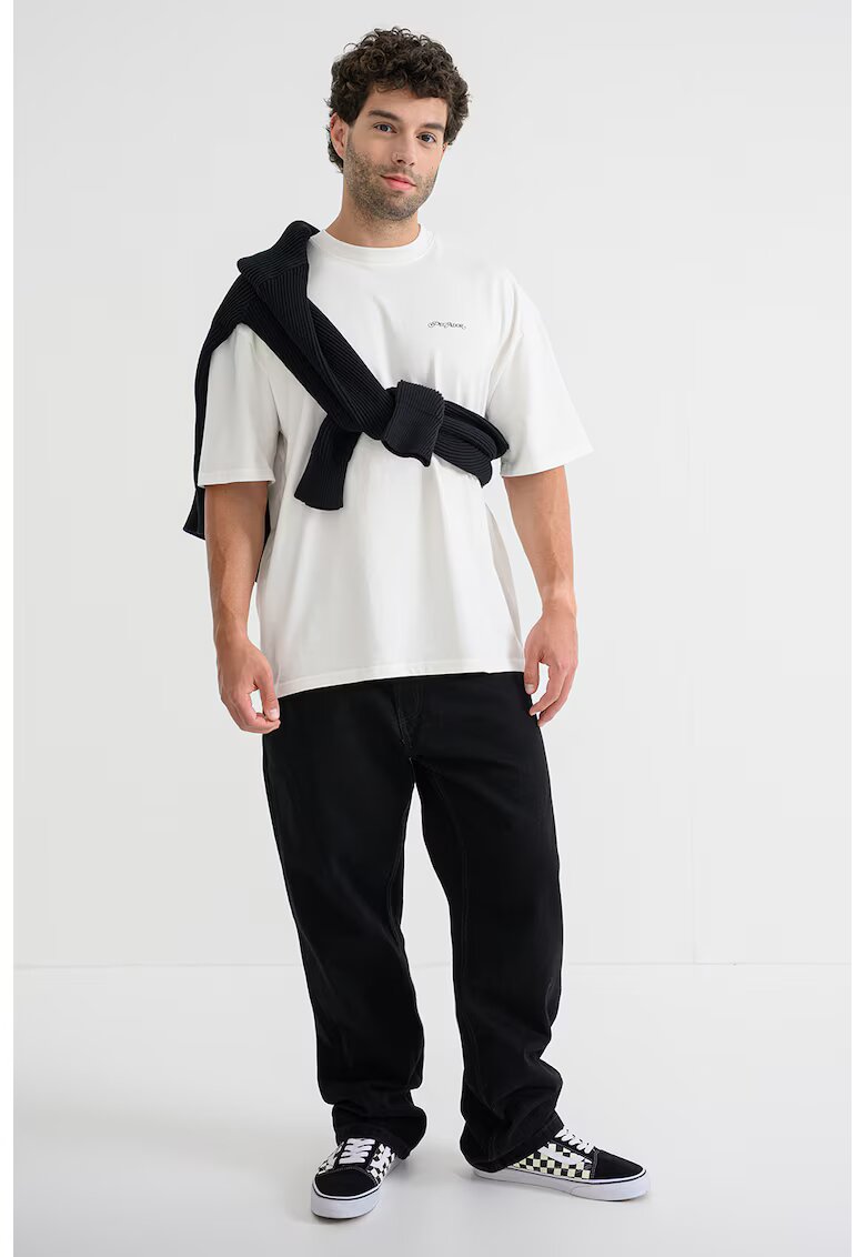 Pegador Tricou lejer cu maneci cazute si imprimeu pe partea din spate - Alb murdar