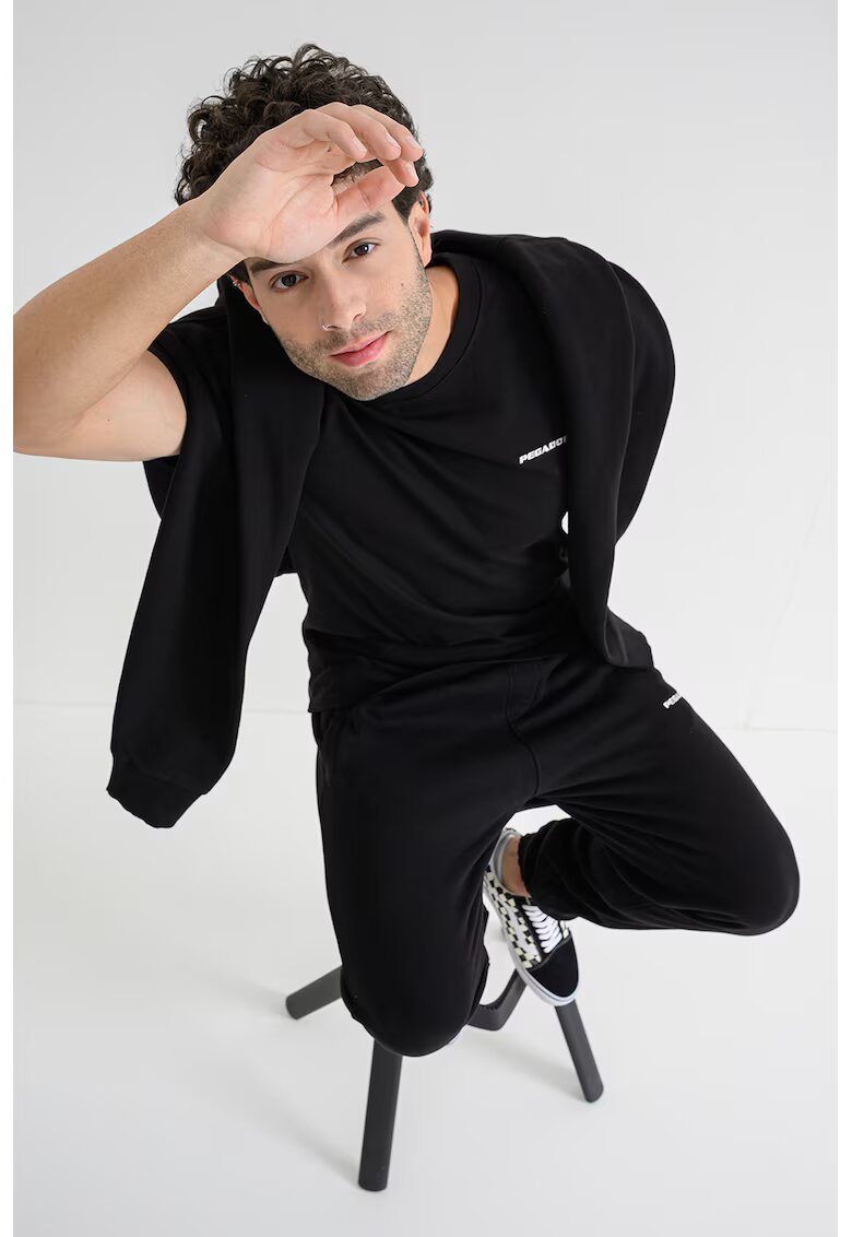 Pegador Tricou regular-fit cu logo discret - Negru/Alb optic