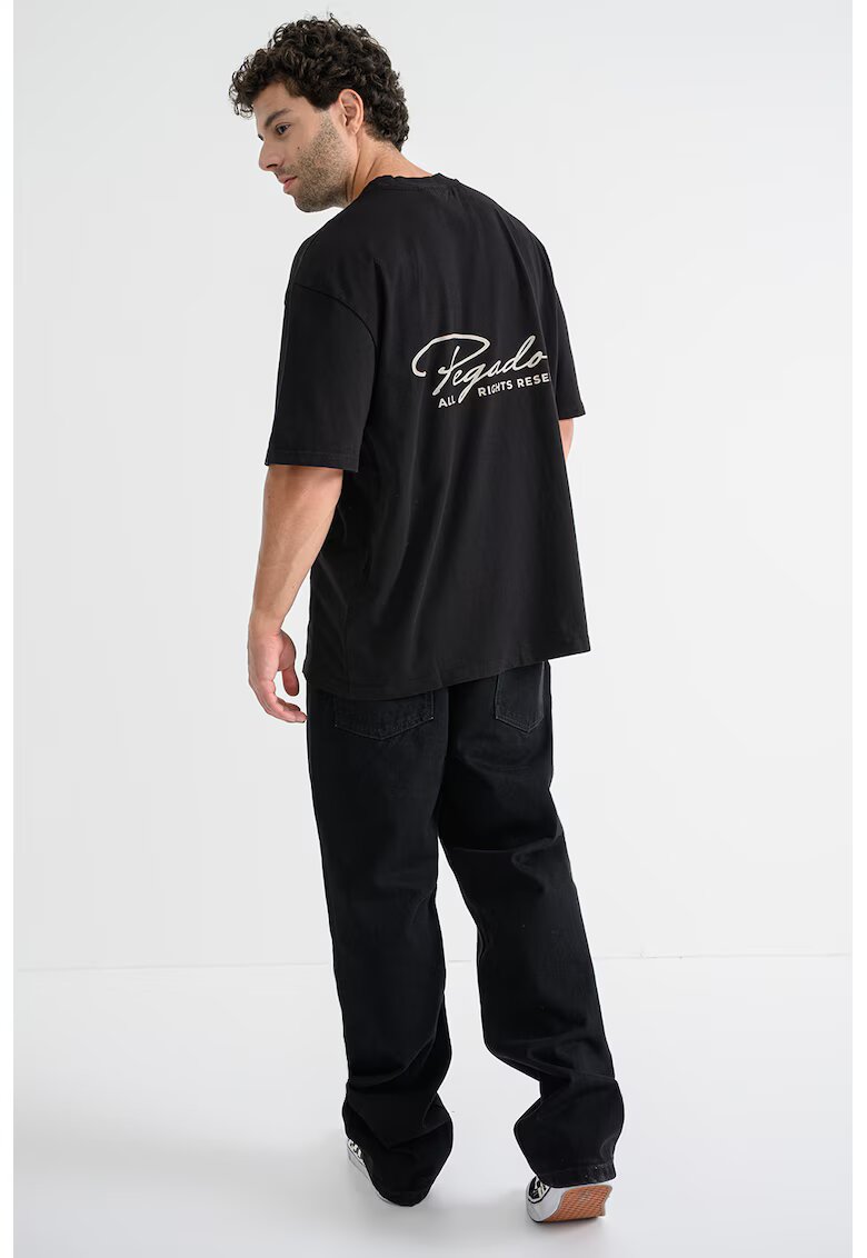 Pegador Tricou supradimensionat cu imprimeu logo - Negru