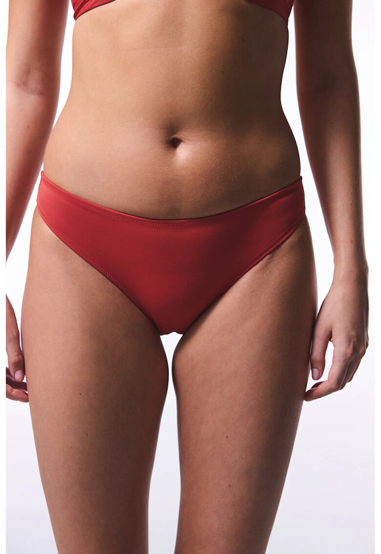 Penti Bikini clasic cu model uni - Rosu stins