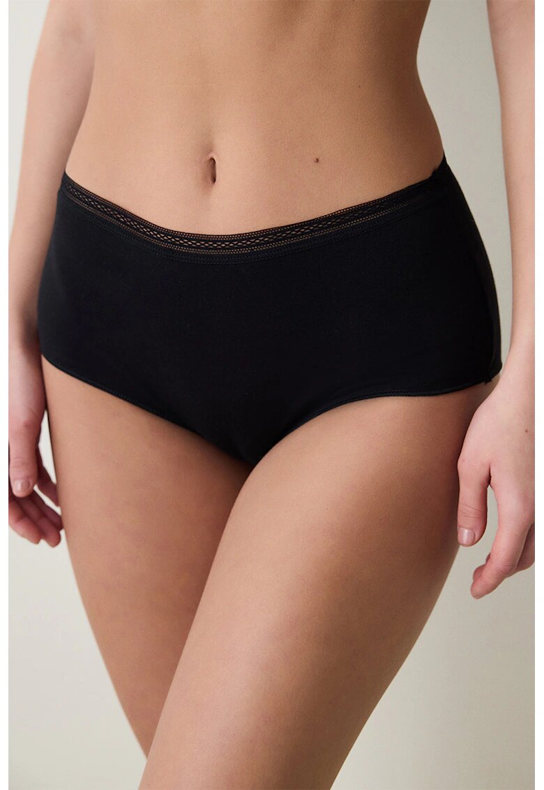 Penti Chiloti hipster cu model uni - Negru