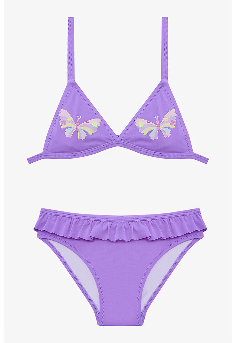 Penti Costum de baie din doua piese cu volane - Violet
