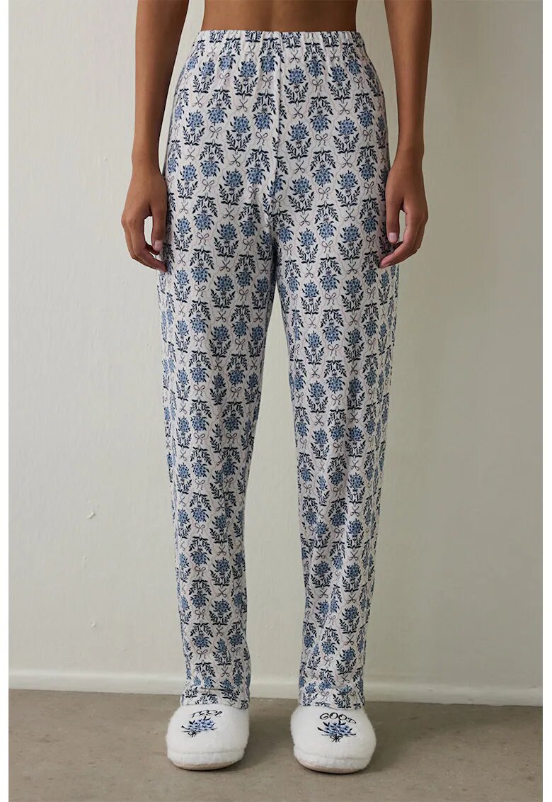 Penti Pantaloni de pijama cu model - Alb/Albastru