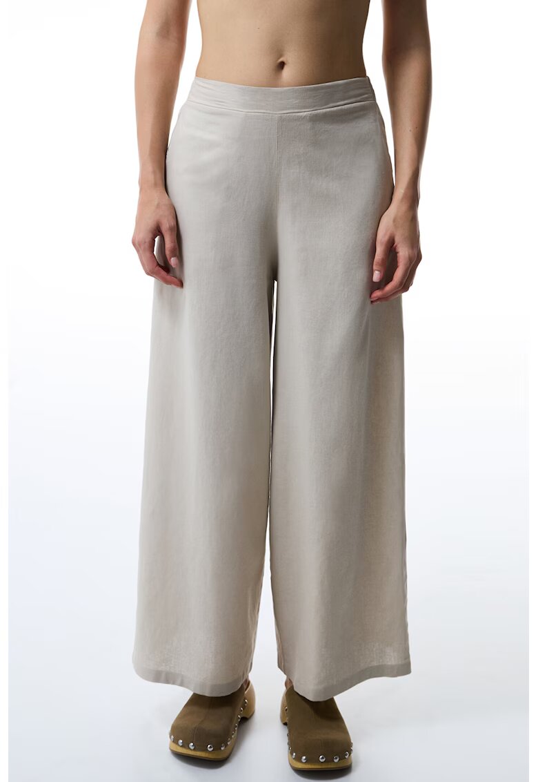 Penti Pantaloni din amestec de in cu talie medie - Maro taupe deschis