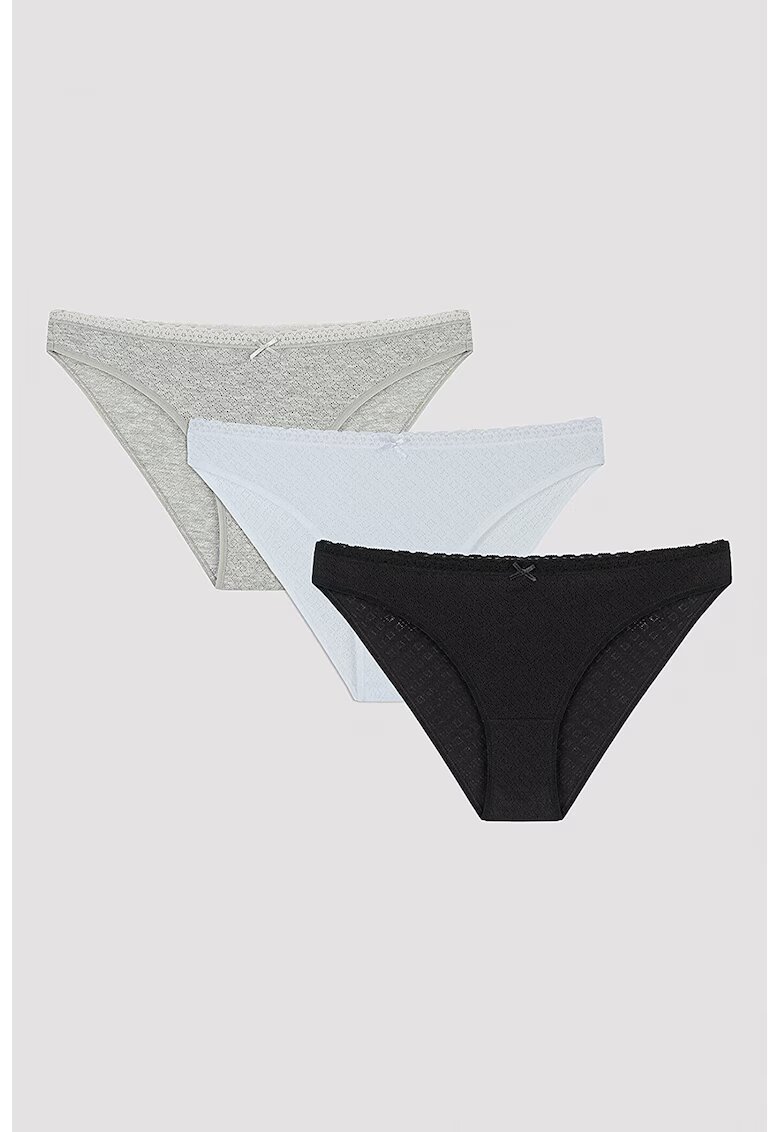 Penti Set de chiloti - 3 perechi - Alb/Negru/Gri
