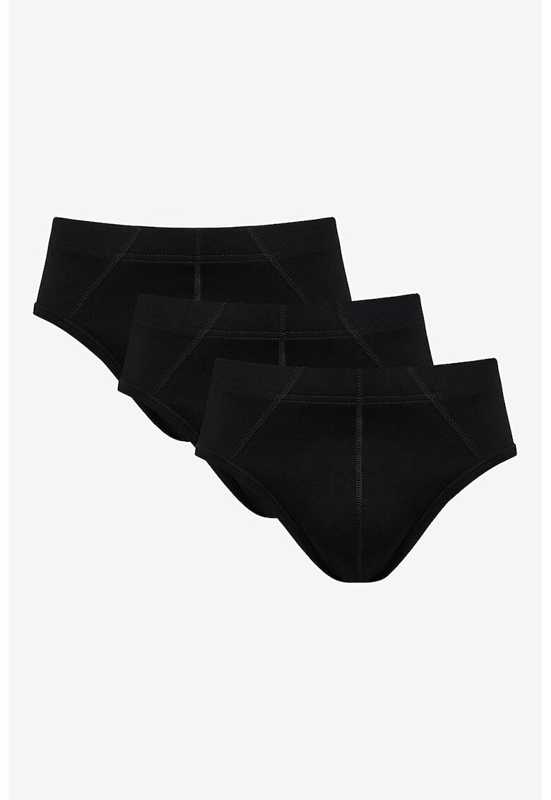 Penti Set de chiloti cu model uni - 3 Perechi - Negru