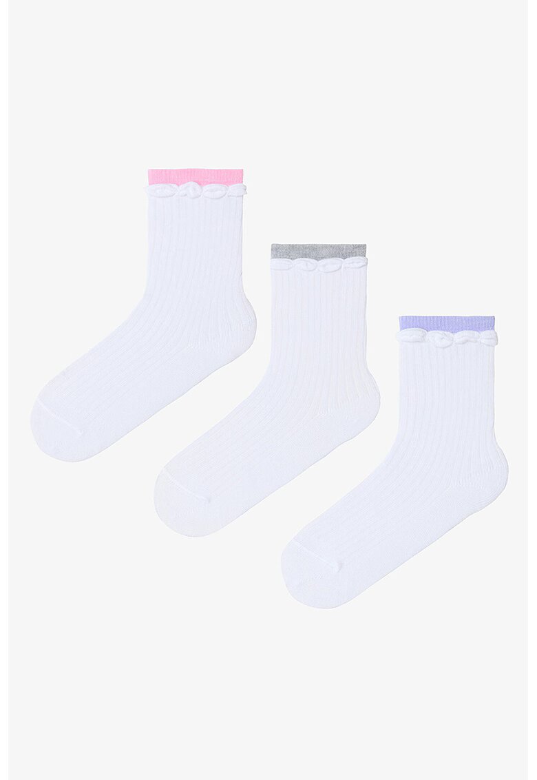 Penti Set de sosete lungi cu aspect texturat - 3 perechi - Albastru pal/Roz