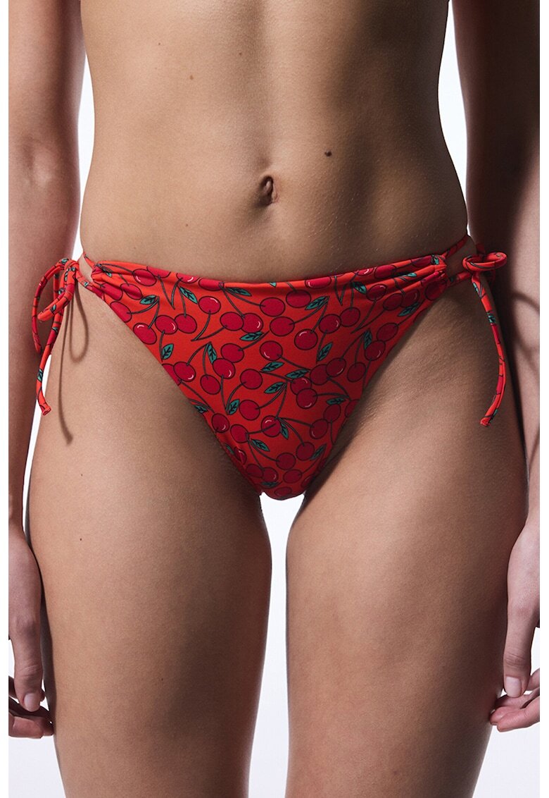 Penti Slip brazilian cu model si prindere laterala - Rosu