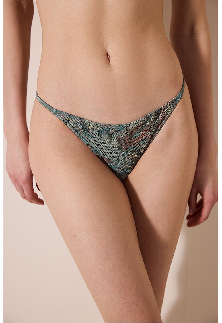 Penti Slip brazilian cu model - Verde inchis