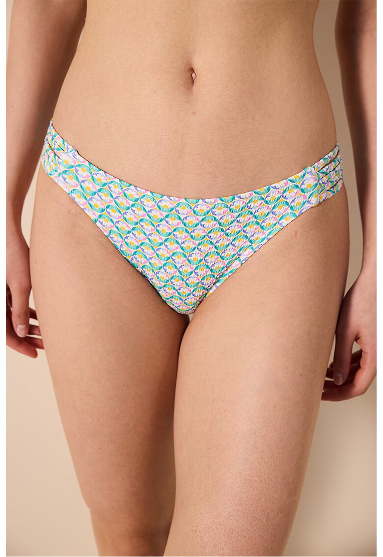 Penti Slip cu imprimeu floral - Alb/Verde/Violet