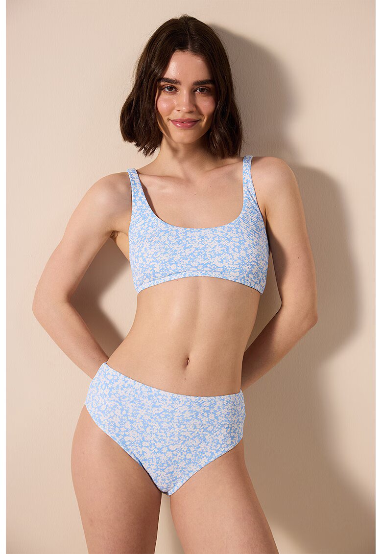 Penti Slip cu model floral - Albastru lavanda/Alb optic