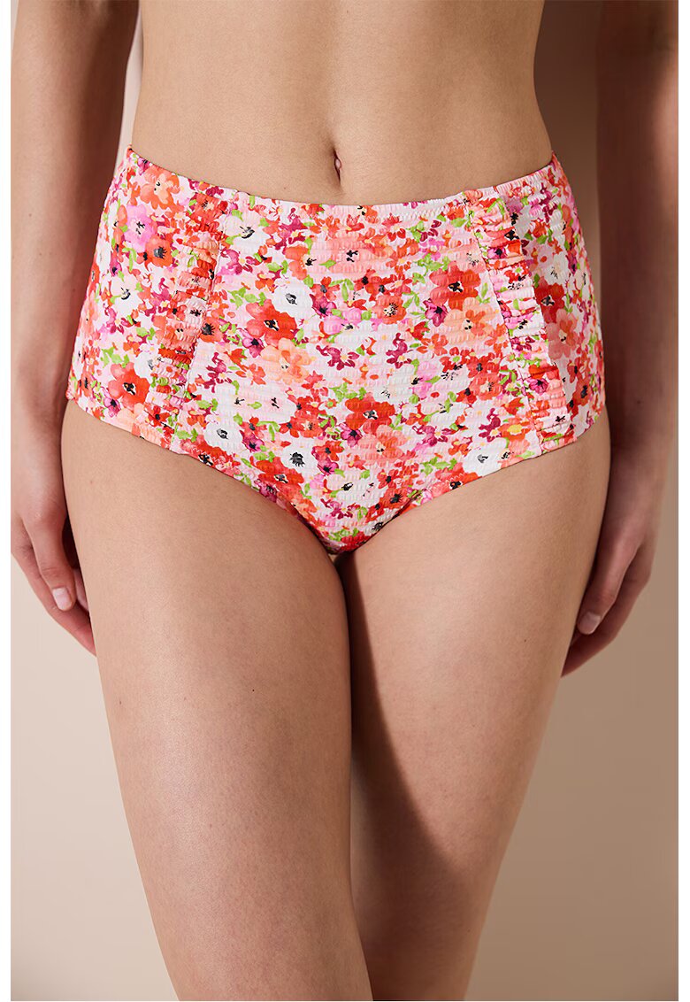 Penti Slip cu model floral - Rosu/Alb/Roz