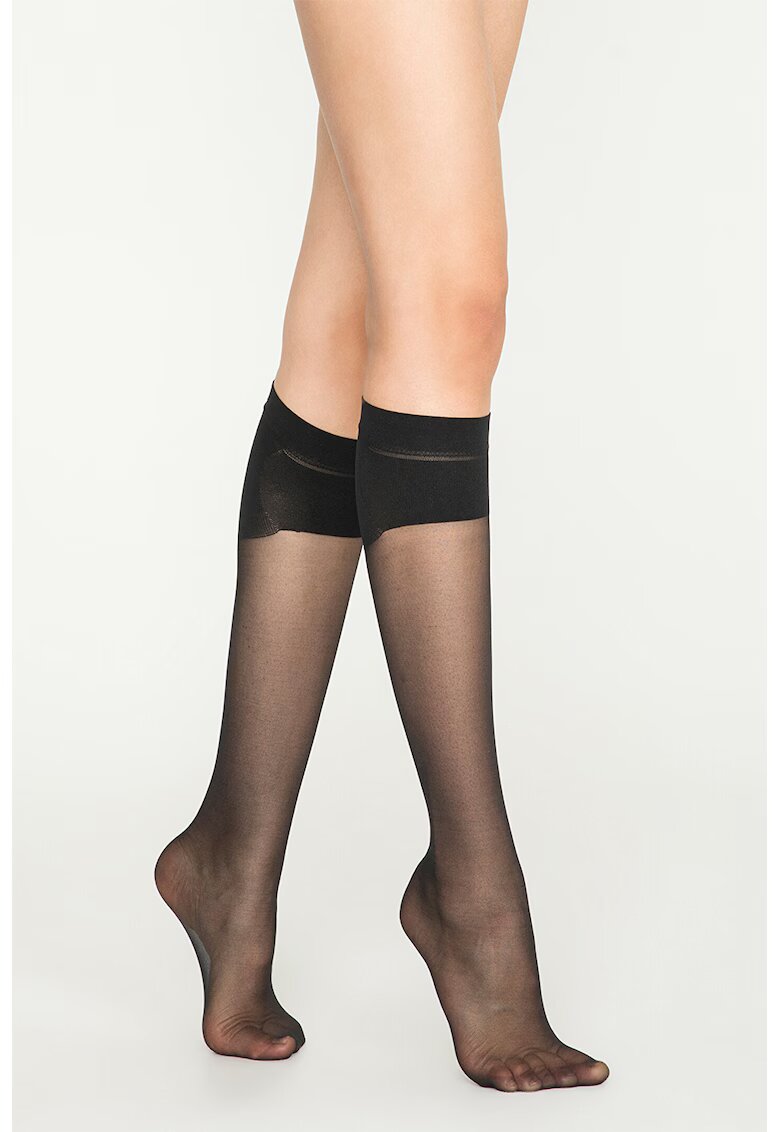 Penti Sosete lungi pana la genunchi cu model uni - 1 pereche - Negru