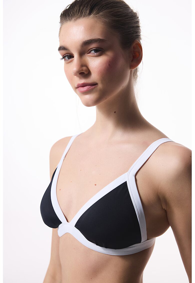 Penti Sutien colorblock de baie - Negru/Alb optic