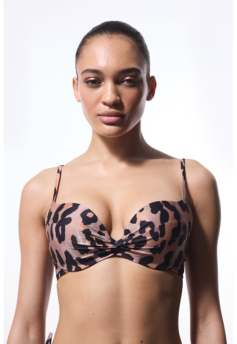 Penti Sutien cu animal print - Negru/Roz prafuit