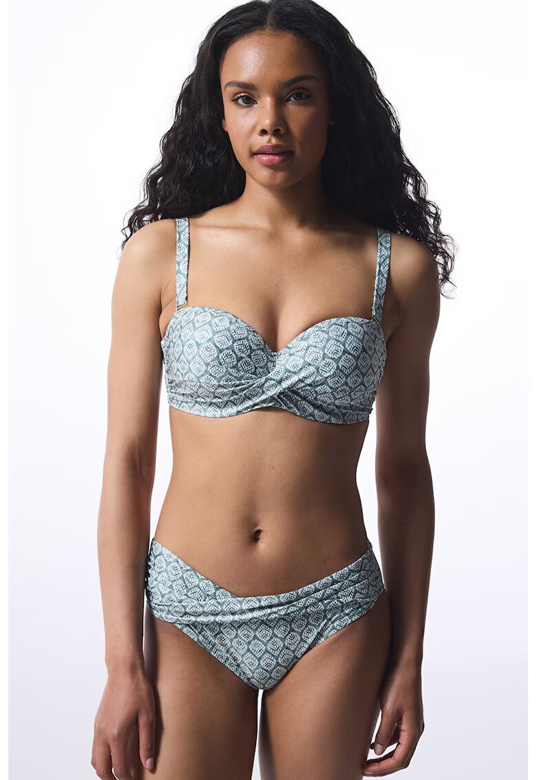 Penti Sutien de baie cu model - Alb/Verde aquamarin