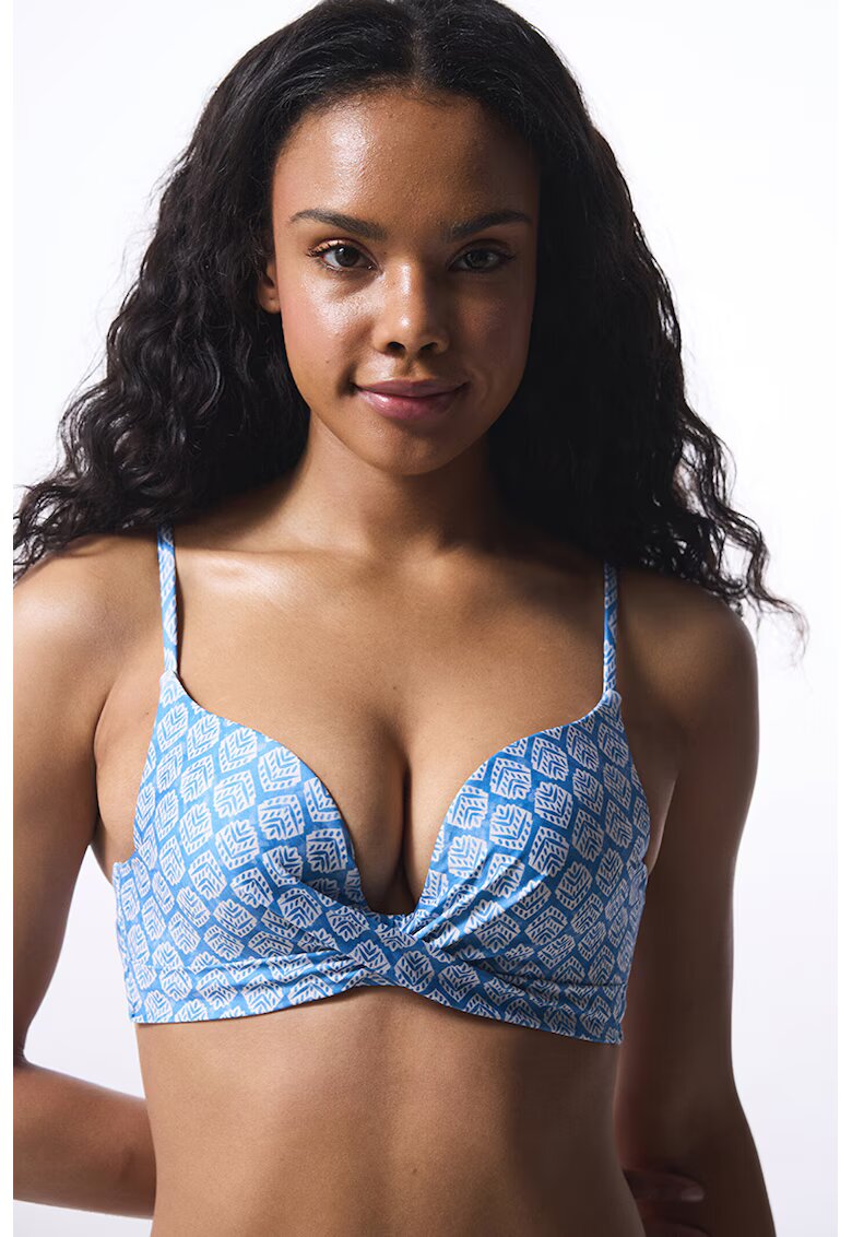Penti Sutien push-up cu imprimeu - Albastru pastel/Alb optic