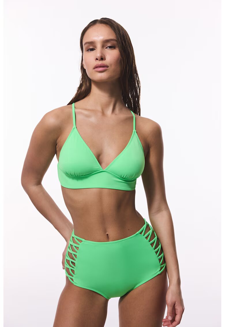Penti Sutien triunghiular cu decolteu in V - Verde lime