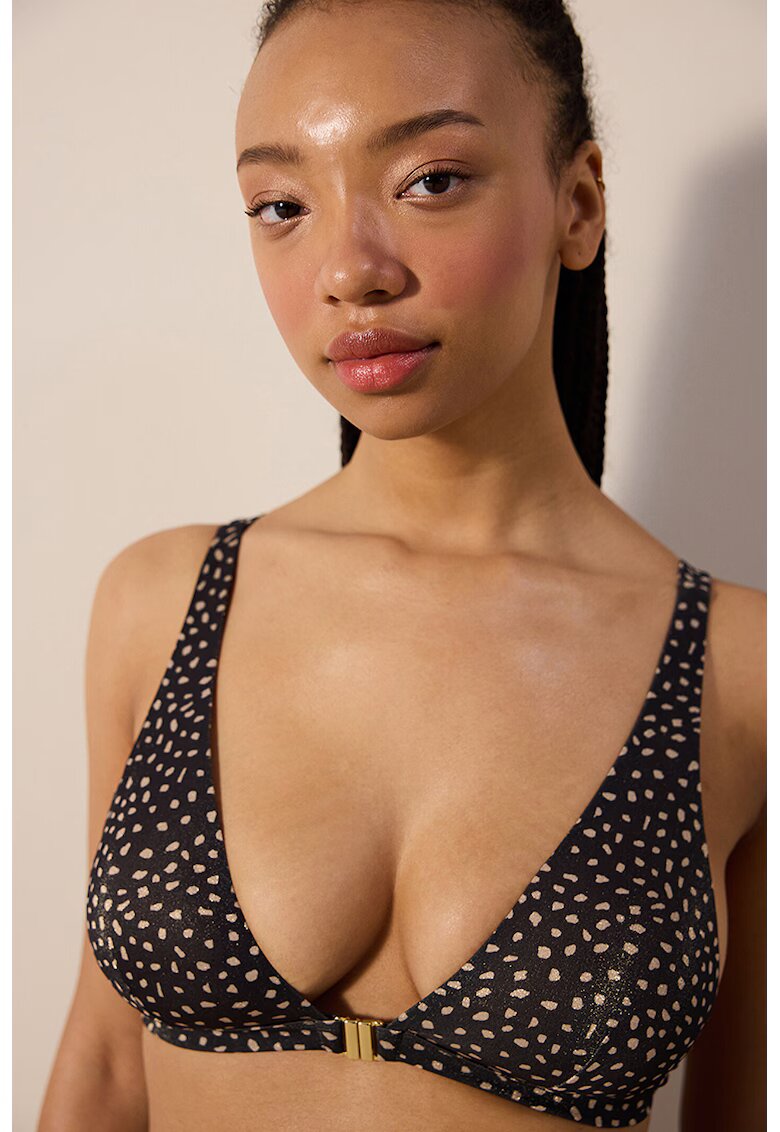 Penti Sutien triunghiular de baie cu model - Negru
