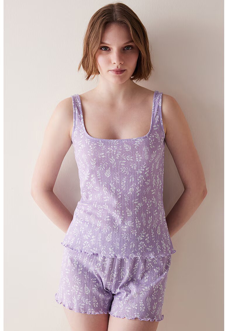 Penti Top de pijama cu imprimeu floral - Lila