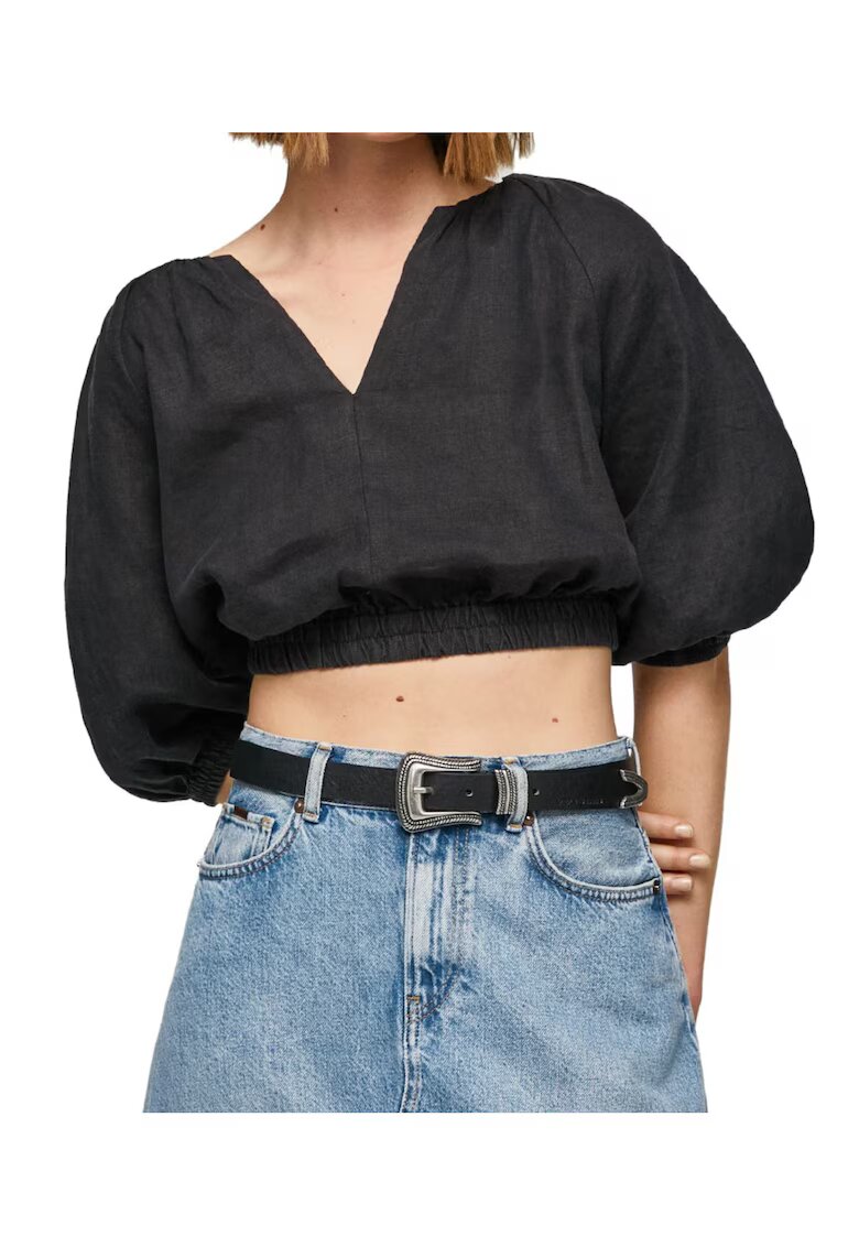 Pepe Jeans Bluza dama neagra - M - in/viscoza - maneci bufante - croi scurt